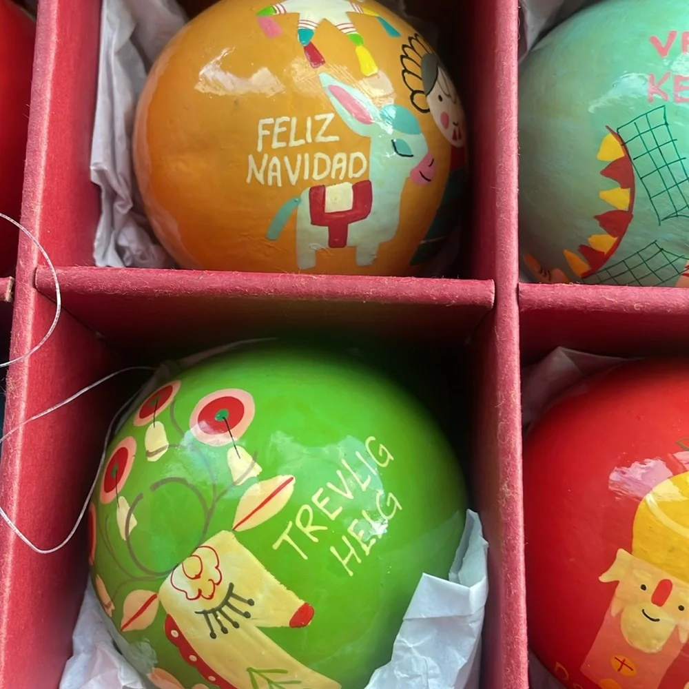 Crate & Barrel - A Set of 6 Christmas Around the World Ornaments